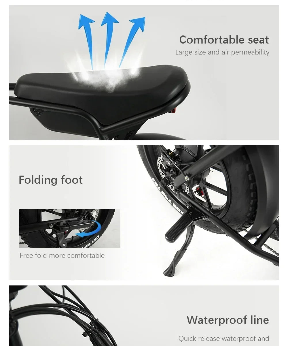Electric bike with 500W motor and 16AH lithium battery for efficient and powerful cycling performance
