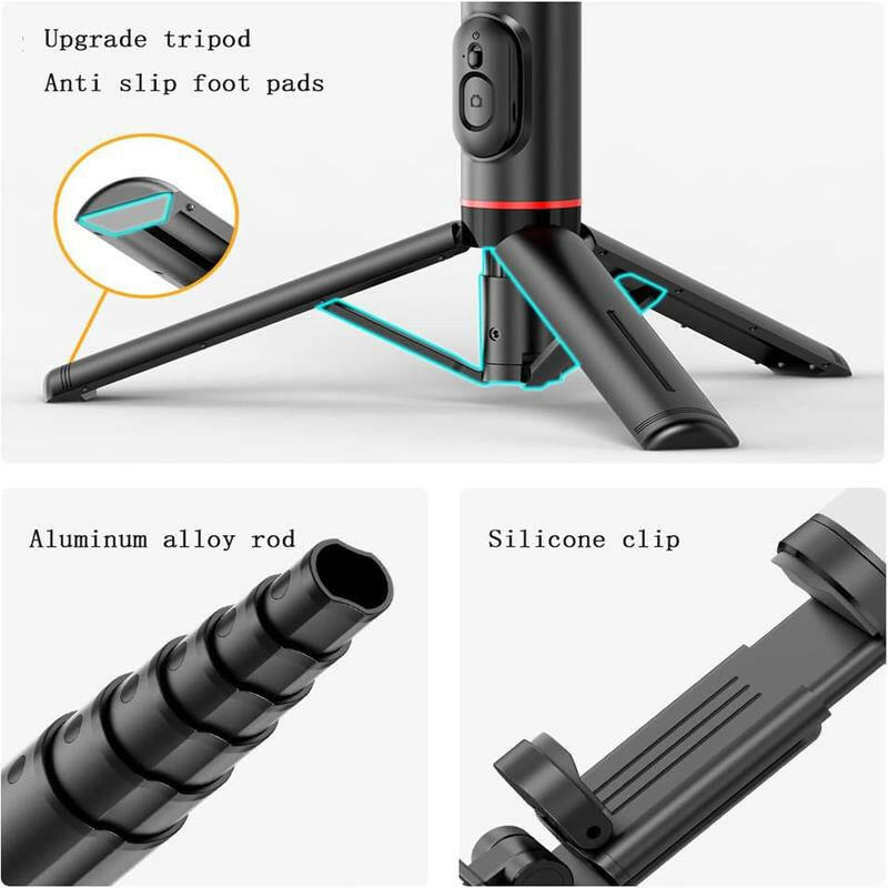 28" Portable Multifunctional Selfie Stick Tripod - Lightweight Aluminum Alloy Phone Stand with Wireless Remote Control for Video Recording and Photography, Compatible with iPhone and Android Devices, Supports Horizontal and Vertical Shooting.