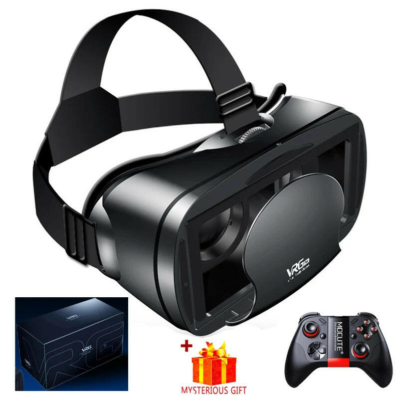 Virtual Reality 3D VR Headset Smart Glasses Helmet for Smartphones Cell Phone Mobile 7 Inches Lenses Binoculars with Controllers.