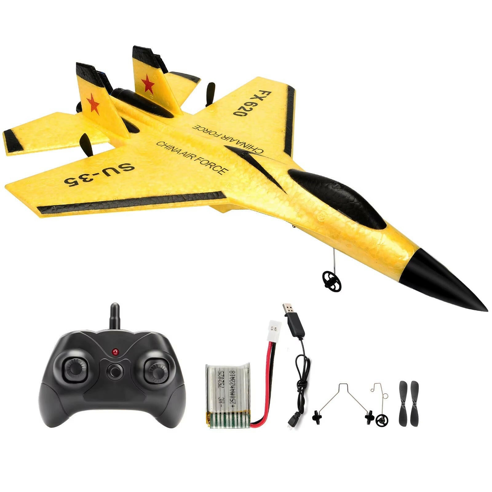 SU35 Remote Control Glider Aircraft FX620 FX820 2.4G with LED Lights - Foam Model Plane for Children Gifts.