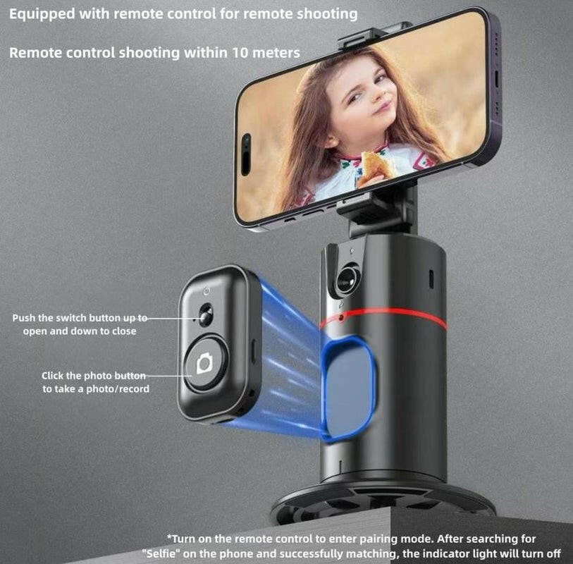 Everything Included- Gimbal Auto Face Tracking- Combo Pack- W/ Separate Extendable Selfie Stick Tripod, Remote Control W/2 Piece LED Lights. 360° Rotatable Selfie Stand Camera Phone Tracking Holder, Phone Stabilizer Selfie Accessories Cellphone Smartphone.