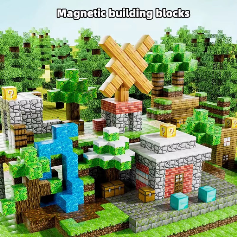 Magnetic Building Blocks Storage Box Set - DIY Assembly Toys for Children with Table Play Features