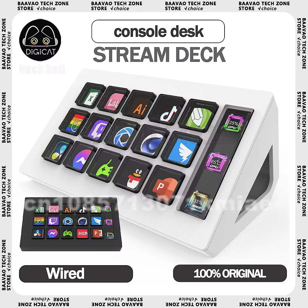 Streamdeck Mini Visual Keyboard - 15 Customizable LCD Buttons for Live Content Creation on Windows and Mac.