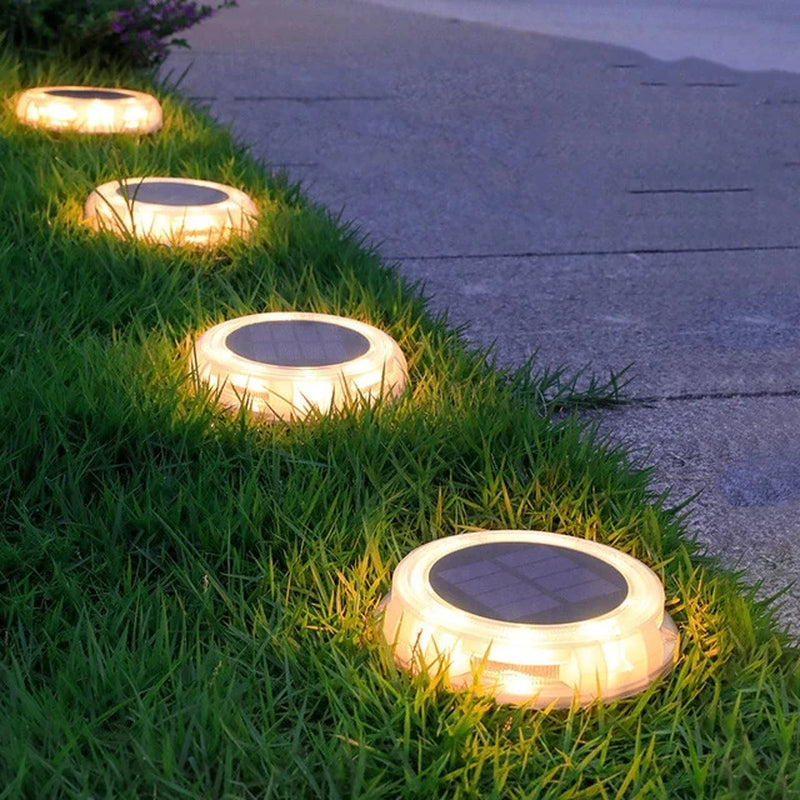 Premium Outdoor Waterproof LED Solar Lawn Lights - Elegant Buried Street Lamps for Gardens and Villas in Warm White.