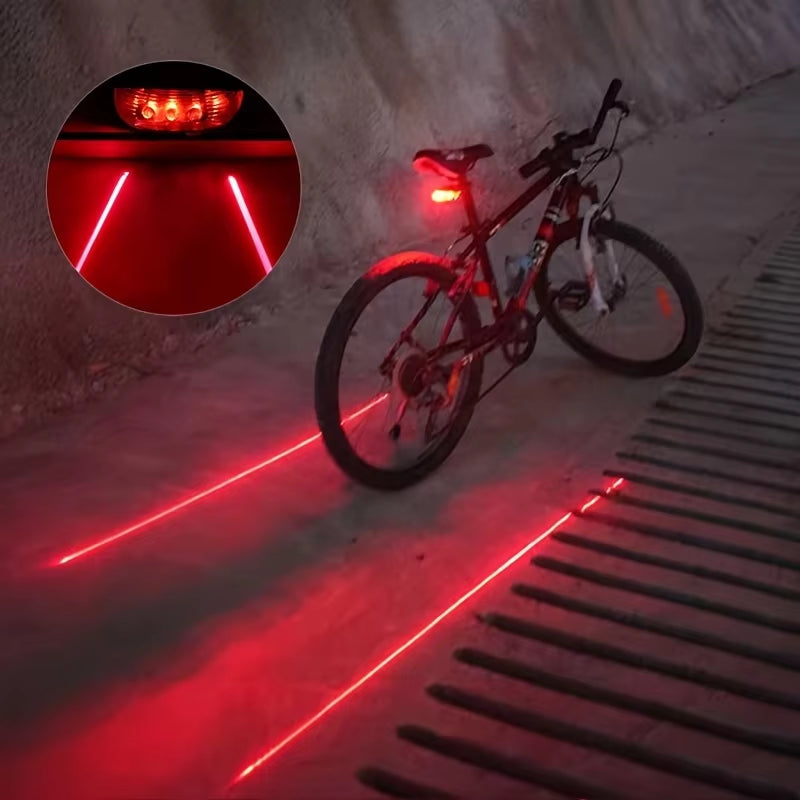 High-Visibility Bicycle LED Tail Light with Dual Laser and Waterproof Design for Enhanced Safety.