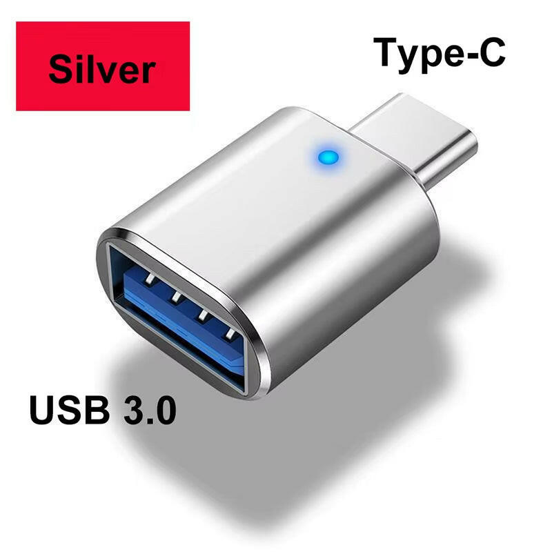 LED USB 3.0 to Type-C Adapter - OTG USB-C and USB-A to Micro USB Female Connector for Samsung, Xiaomi, and POCO Devices.