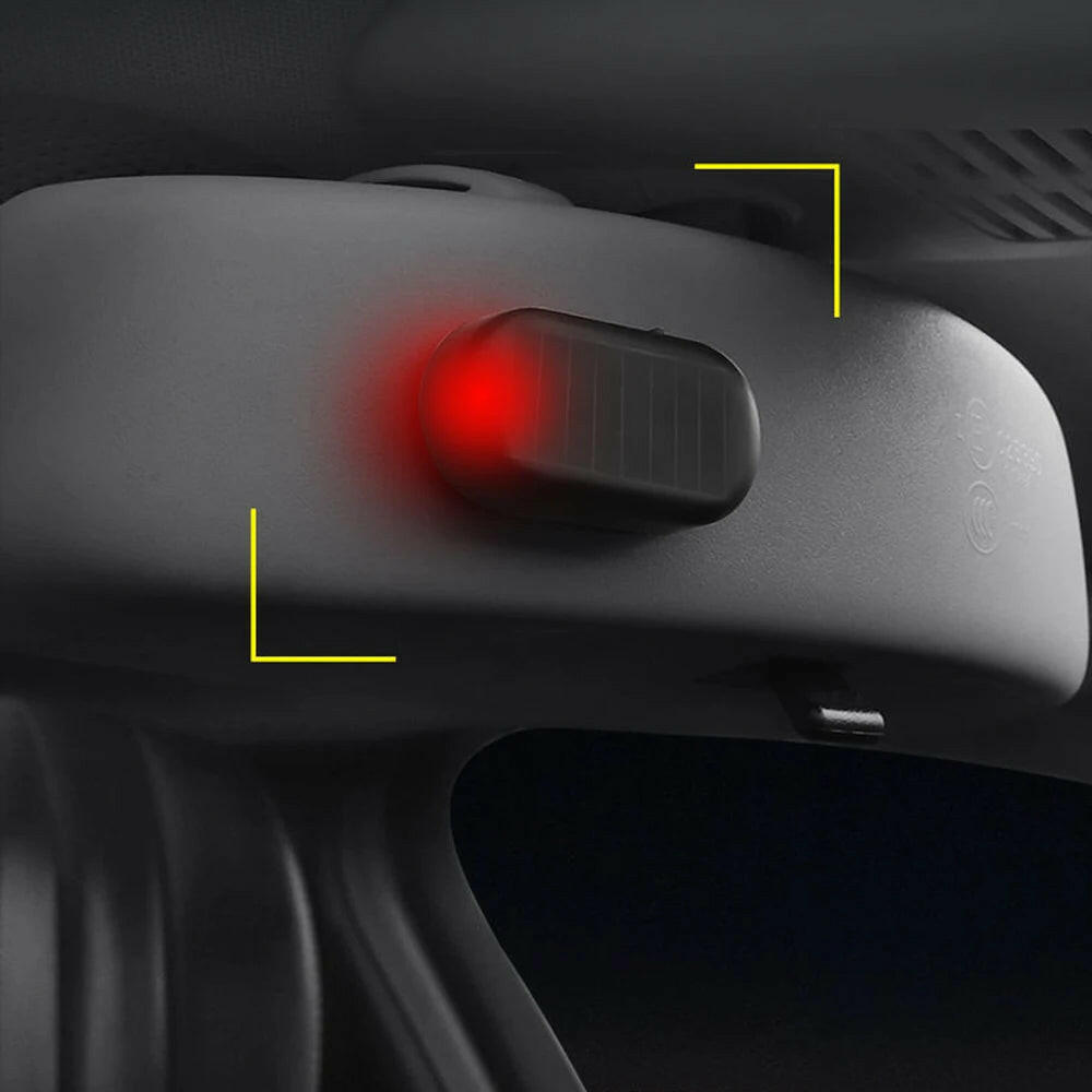 Solar-Powered USB LED Imitation Car Security Light - Wireless Anti-Theft Warning Lamp.