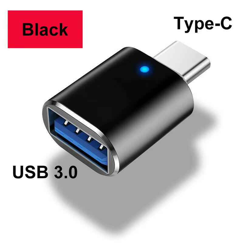 LED USB 3.0 to Type-C Adapter - OTG USB-C and USB-A to Micro USB Female Connector for Samsung, Xiaomi, and POCO Devices.