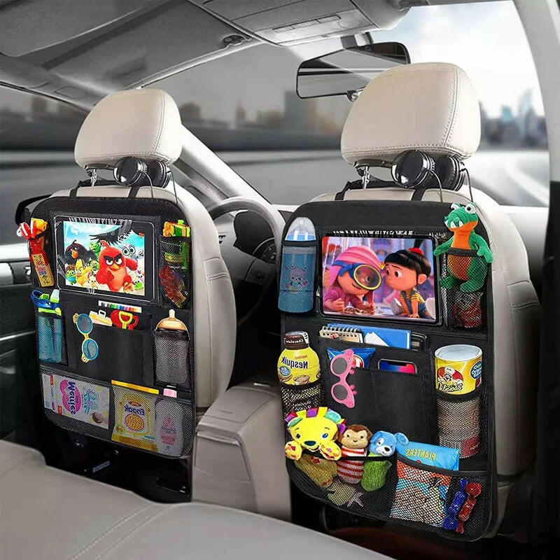 Car Backseat Organizer with Touch Screen Tablet Holder Auto Storage Pockets Cover Car Seat Back Protectors Car Accessories.
