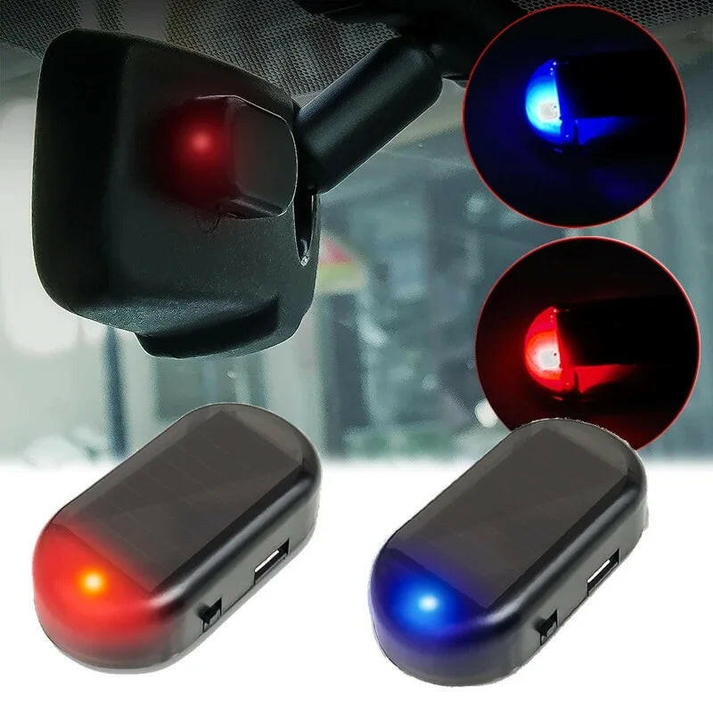 Solar-Powered USB LED Imitation Car Security Light - Wireless Anti-Theft Warning Lamp.