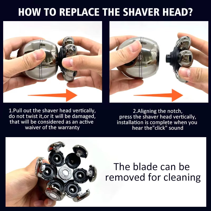 7 Head Electric Shaver for Men - Advanced 7D Floating Cutter, IPX5 Waterproof, USB Wireless Charging, and Multi-Grooming Kit.